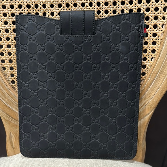 Gucci Black Embossed Leather IPad Case - Picture 2 of 10